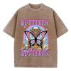 Oversized Women Washed T-Shirts Rainbow And Butterfly Printed Tee Shirts Cotton Oversize Tees Vintage Female Clothes