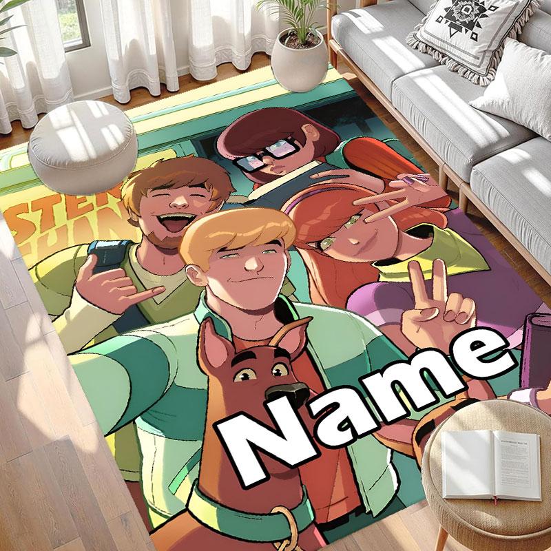 Custom Name Personalized Scooby Print Carpet, Versatile Home Decor Rug, for Playroom, Apartment, Balcony, Entryway, Hallway Gift