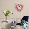 Holiday Wreath Heart Shape Indoor Outdoor Decorative Wreath with Festive Flowers Greenery Home Party Office