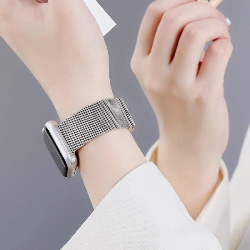 Металлический ремешок для Apple Watch Ultra 49 мм 8 7 45 мм 41 мм браслет с магнитной присоской для iWatch 6 5 4 3 2 SE 44 мм 40 мм 42 мм