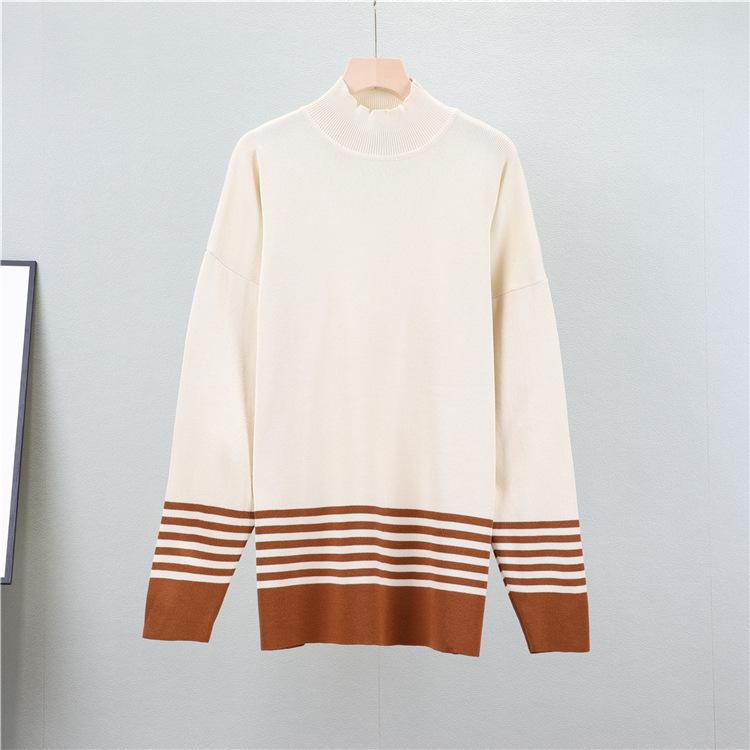 Осенне-зимний женский вязаный костюм, полуводолазка, свитер, цветные брюки, широкие брюки, модный комплект из двух предметов Tide