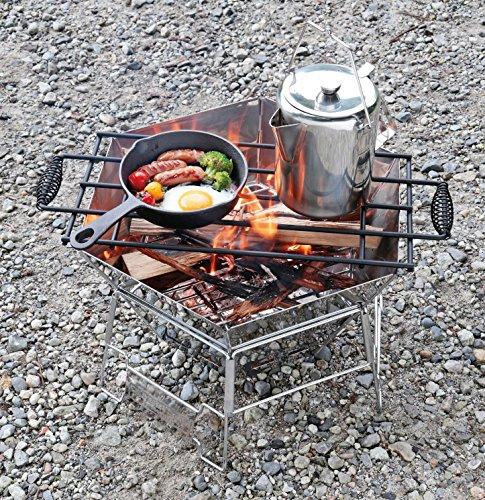 Captain Stag Camping Barbecue Bonfire Grates (Compatible with Bonfire Stands, Stoves, and Grills) Black, 570 x 230mm (UG-3252)