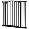 Metal 74 87cm Adjustable Pet Gate Safety Barrier With Auto Close Door Black