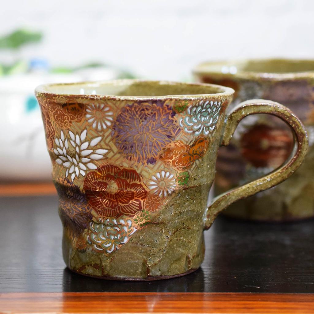 Waza no Kura Стильный набор пар кружек Kutani Ware Hanazume Pottery Столовая посуда класса люкс, сделано в Японии