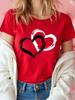 Fashion Love Heart Print Unisex T Shirt Casual Graphic Printed Clothes Female Shirt Short Sleeve Lady Streetwear Lover Tee