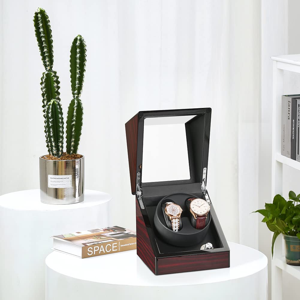 Автоматическая шкатулка для часов Сделано в Японии с мотором Mabuchi Роскошные автоматические часы Обновление 2023 (2 Часов), Дизайн, Моталка, (Byakudanmon-W136D-RT)