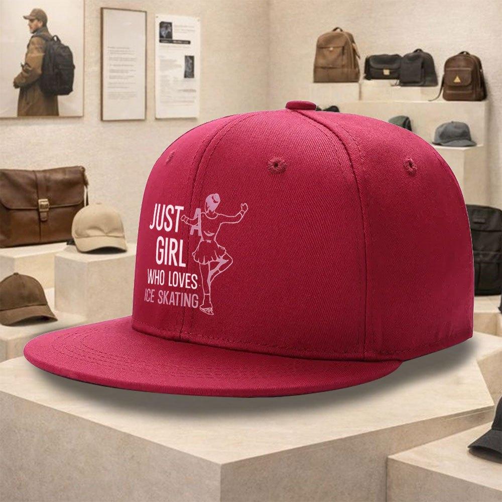 Ice Skating Girl Graphic Baseball Cap Adjustable Polyester Snapback Hat for Casual Street Wear