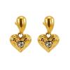 European and American style diamond-studded hammered heart earrings18k Real gold-plated, non-fading heart-shaped titanium steel vintage earrings