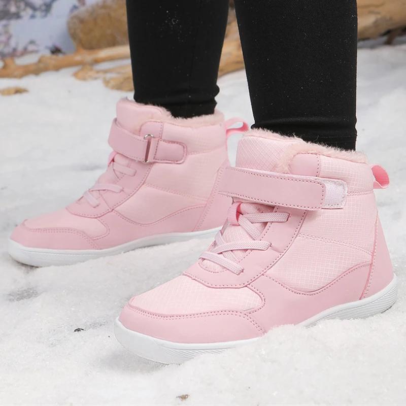 Fashion Children's Winter Snow Boots for Boys and Girls, Wide Toe Barefoot Snow Boots, Children's High-top Cotton Shoes, Sneakers