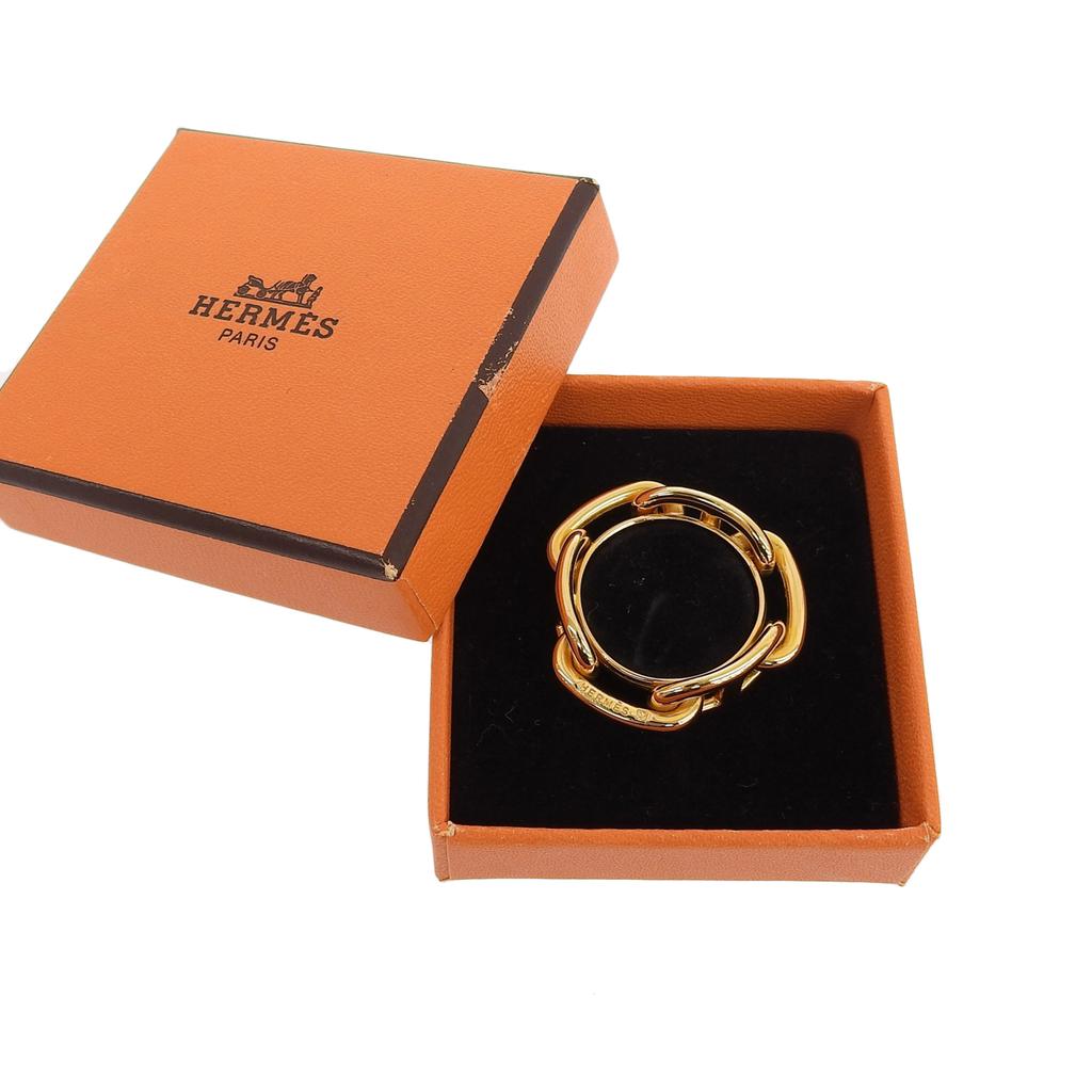 Отличное кольцо для шарфа HERMES Rugate Chne с покрытием из темного золота для женщин, б/у