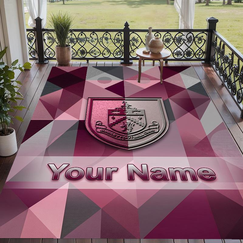 Custom Text Printed Rug Burnley Football Non Slip Floor Carpet For Home Room Decor