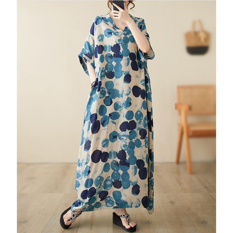 DIMANAF Women 2024 Plus Size Spring Summer Oversize Style Dress Beach Elegant Floral Long Dress Oversize Basic Loose Dress Plus Size