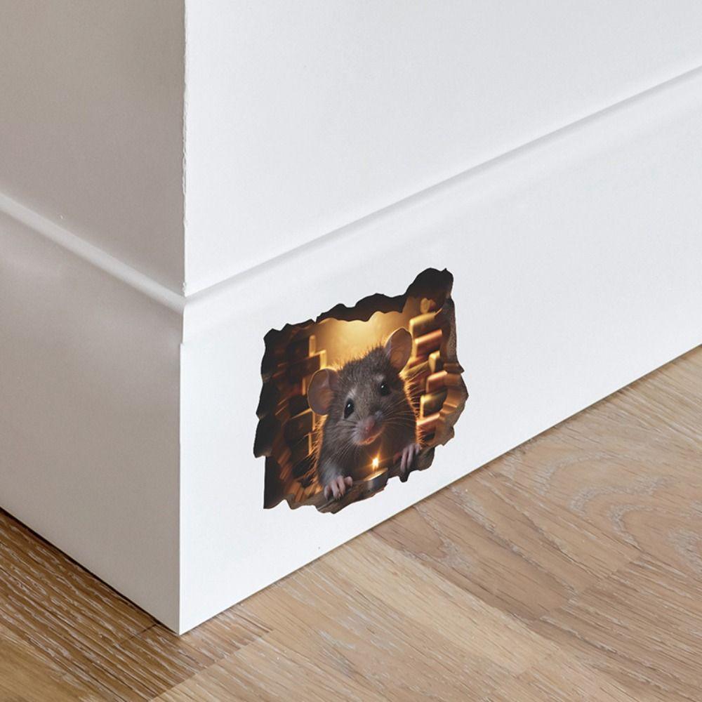 Мини-наклейки на стену в виде мышиной норы, симпатичная 3D-наклейка на стену в виде крысы, креативная маленькая наклейка в виде крысиной норы, вход