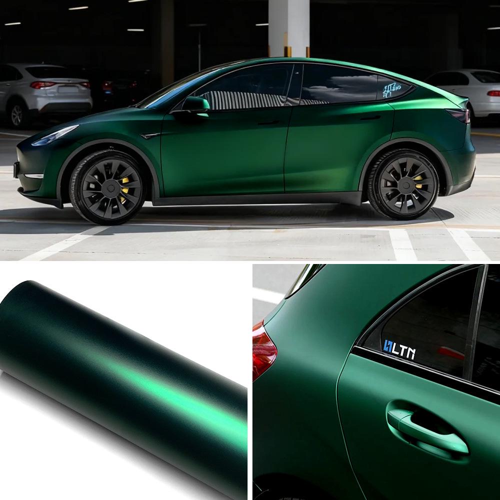 Ультраматовая ПЭТ-пленка Romanée Red & Venom Green для обтяжки зеркал, спойлеров и мотоциклов