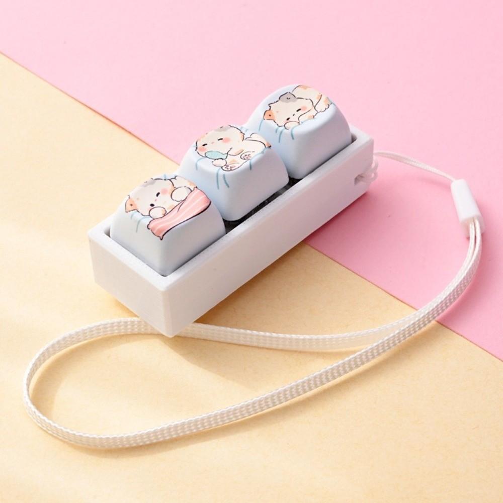 Cartoon Cat Keycap Fidget Keychain 3 Keys Finger Press Keycap Keychain Calming