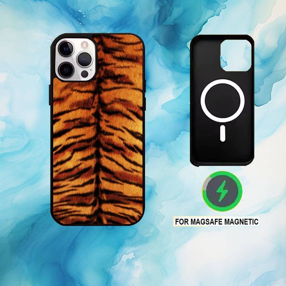 Tiger Skin Phone Case For iPhone17,16,15,14,13,12,11 Plus,Pro Max Magnetic For Magsafe Wireless Charging