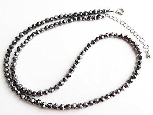 [GOLD STONE] Genuine Terahertz Ore Necklace, Mirror Cut, 4mm, Lightweight, Sparkling, Approximately 40cm Long