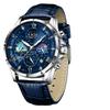 LIGE Men's watches Luxury Waterproof Male Clock Moon Phase mens wristwatch Date Casual Leather Men Chronograph reloj hommes+BOX