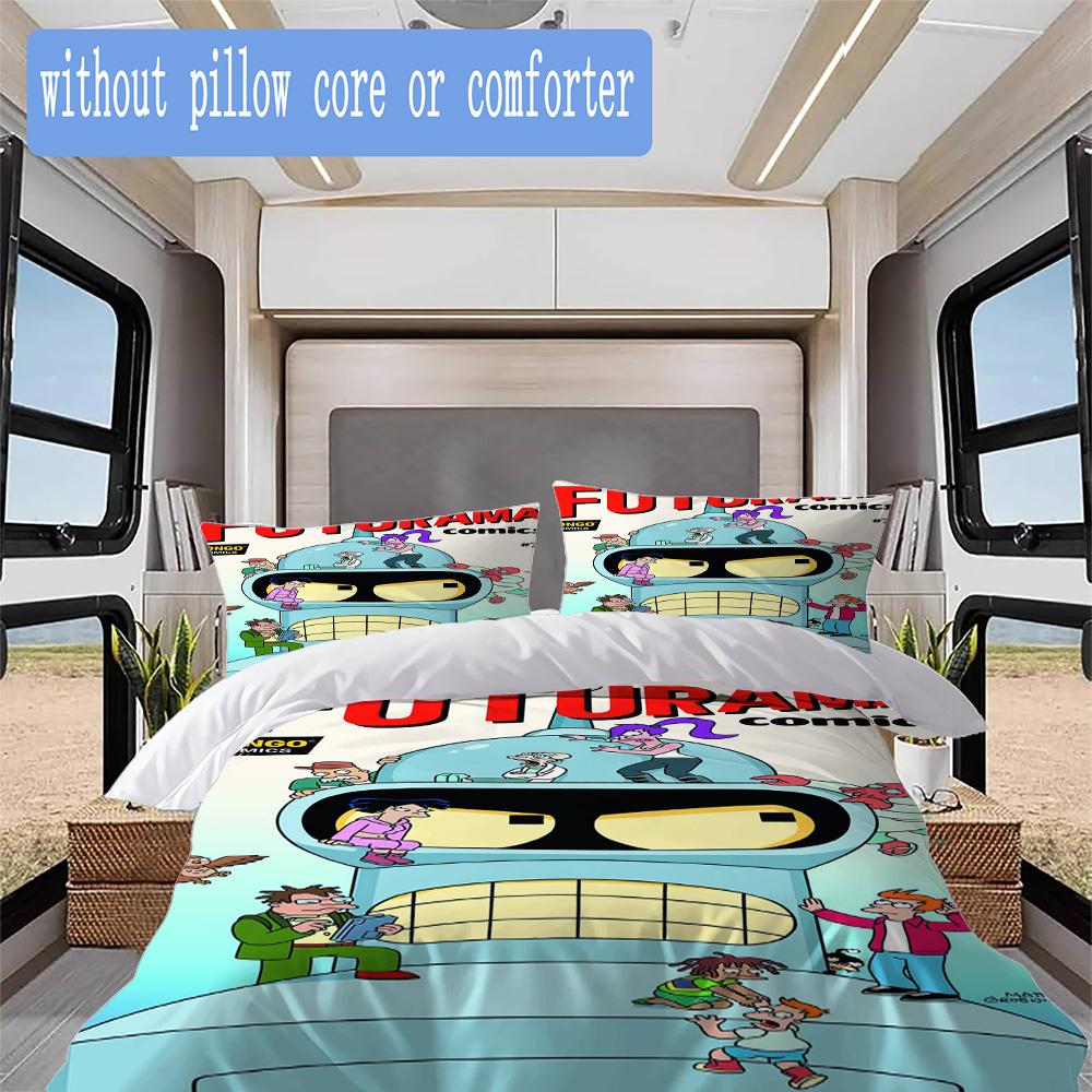 Future City Manga Pattern Bedding,Quilt Set Quilt Cover Pillowcase Home Birthday Gift (1*duvet cover+2*pillowcase,without core)XSJT0917501