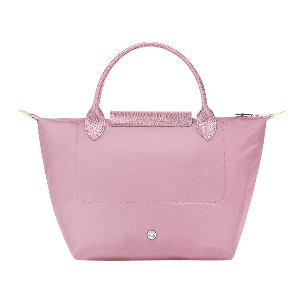 Longchamp Le Pliage Green Серебряная металлическая фурнитура Кожаная сумка-тоут Маленькая Розовая Женская сумка-тоут 1621919P75