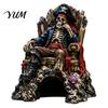 Aquarium Pirate Skull Decorations Skeleton Throne Ornament, Resin Fish Tank Hideout Cave for Small Accessories Fish, Realistic King Castle Decor