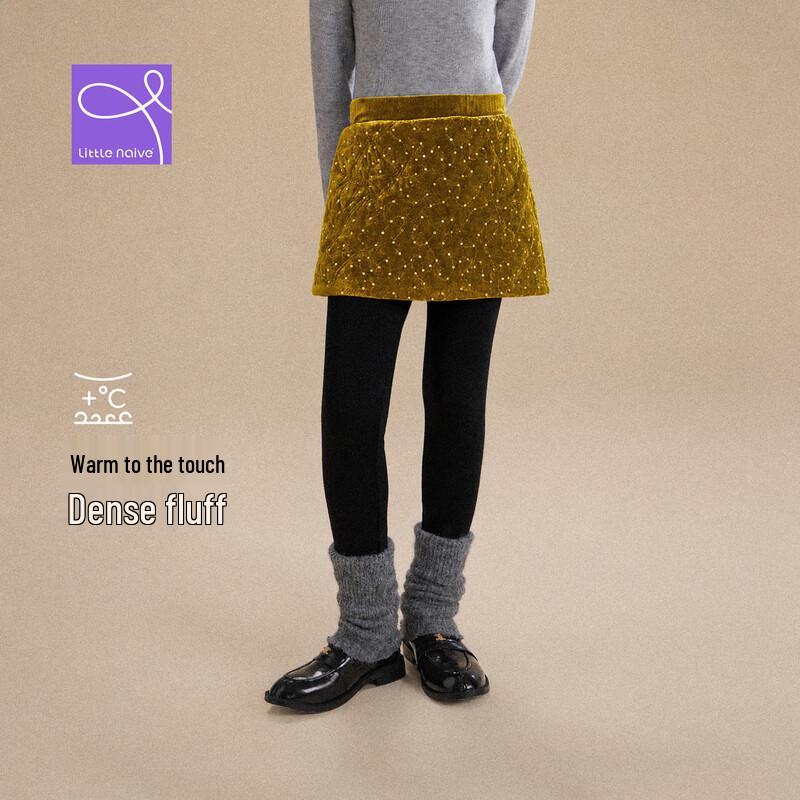 Little Naive Girls' Fleece-Lined Neo-Chinese Style Skort Leggings