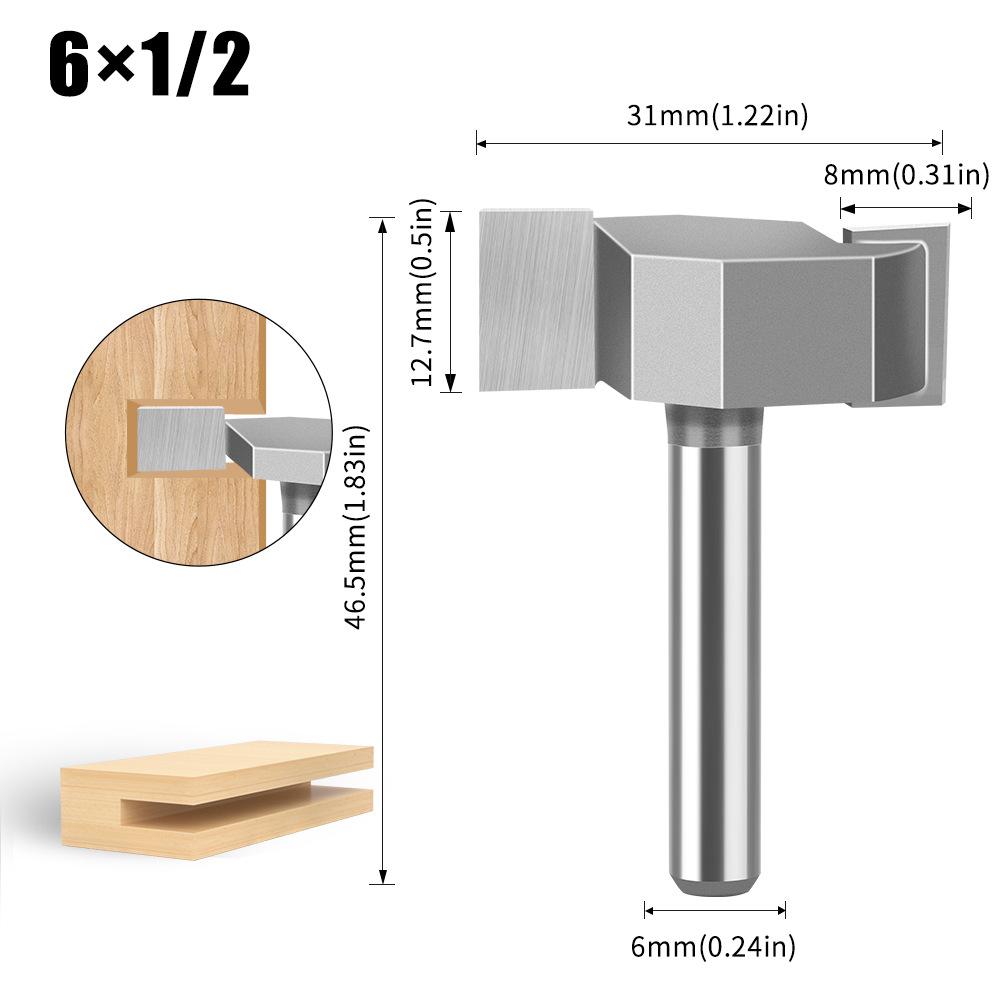 6 Handle 12 Handle T-Shaped Knife Slotted Knife Alloy Slotting Cutter Head Woodworking Milling Cutter Tungsten Steel Cutter Head Woodworking Knife