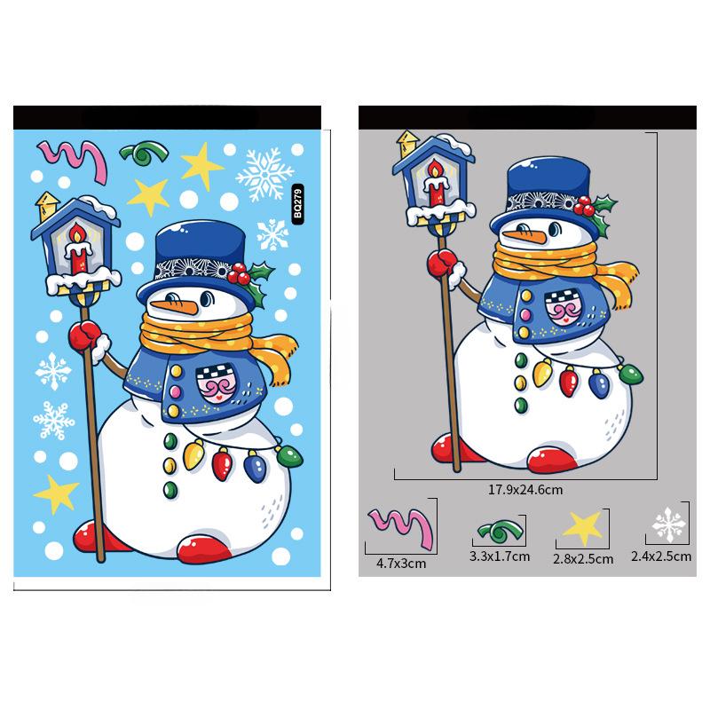 Christmas Decoration Window Stickers Cartoon Elk Santa Claus Snowman Xmas Mirror Stickers Merry Christma Sticker New Year