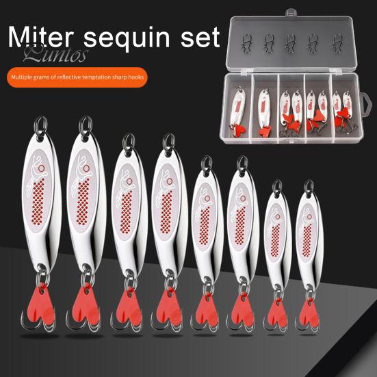 8 шт., 7/10/14/18 г, приманка для рыболовной ложки с острым крючком, щука, окунь, краппи, судак, металлический спиннер с блестками, отсадка, приманка, приманка для морской пресноводной рыбалки