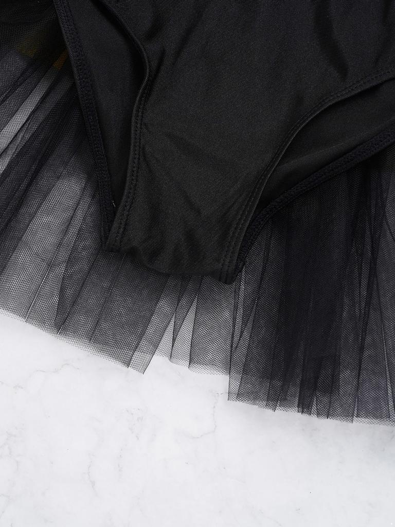 Детское танцевальное платье для девочек без рукавов с круглым вырезом, сверкающими пайетками, бантом, декорированными бретельками, открытой спиной, сетчатой пачкой