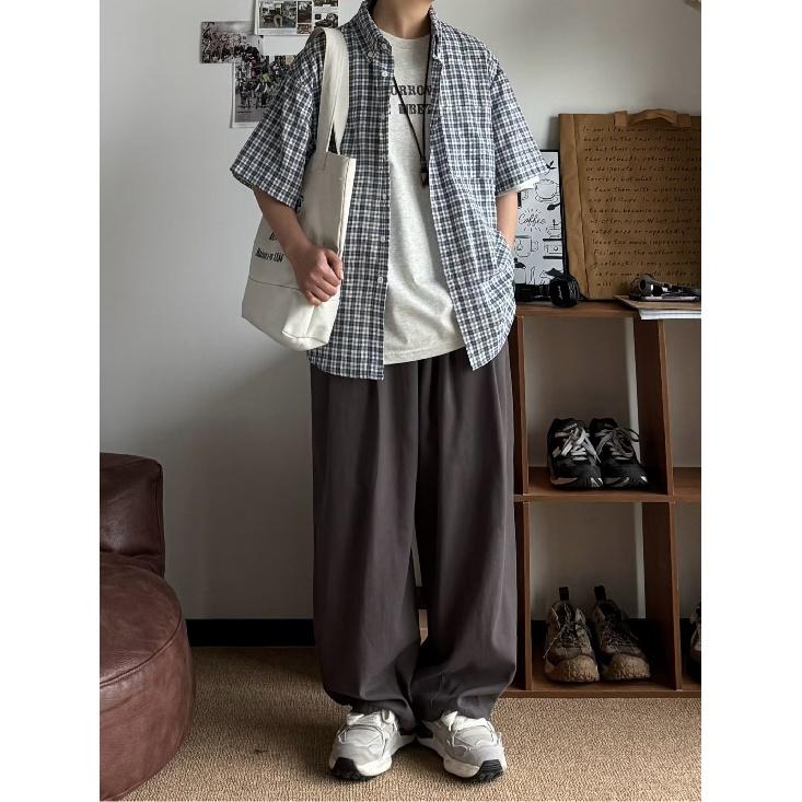 Рубашка с коротким рукавом в стиле ретро из джинсовой ткани, летняя модная мужская и женская марка, японский ретро-тренд с коротким рукавом, классная и свободная рубашка