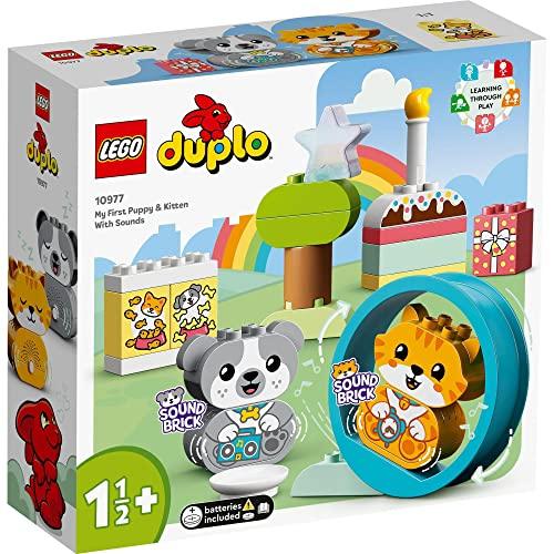 Конструктор LEGO Duplo Мой первый Duplo Милый щенок и котенок со звуком, Развивающая игрушка, Подарок для малышей и детей, Животные, Издающий звуки, Мальчики a