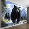 3D Черный Медведь Настенный Гобелен, 1 шт., Полиэстер, Винтажный Стиль, Без Перьев, Не Требует Питания, Идеально для Гостиной, Спальни, Выкл