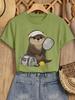 Ladies Elegant Style Gift Cute Otter Pick Ball Cartoon Fun Printed Pattern Retro Round Neck Tshirt Commuter Womens Wear
