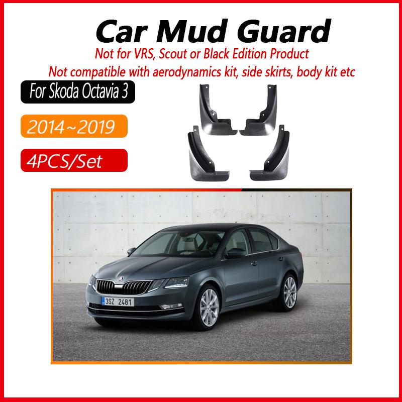 4PCS For Skoda Octavia 3 A7 5E Sedan 2014~ Car Wheel Fenders Antifreeze Mudguard Splash Mud Guards Mudflaps Auto Accessories
