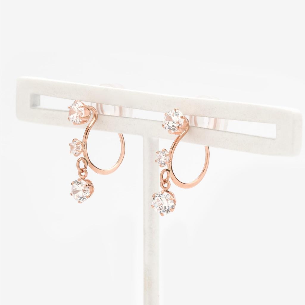 Earrings K10 Pink Gold Cubic Zirconia [ESTELLE] [Official] Women's 0282-0144-0019-0000