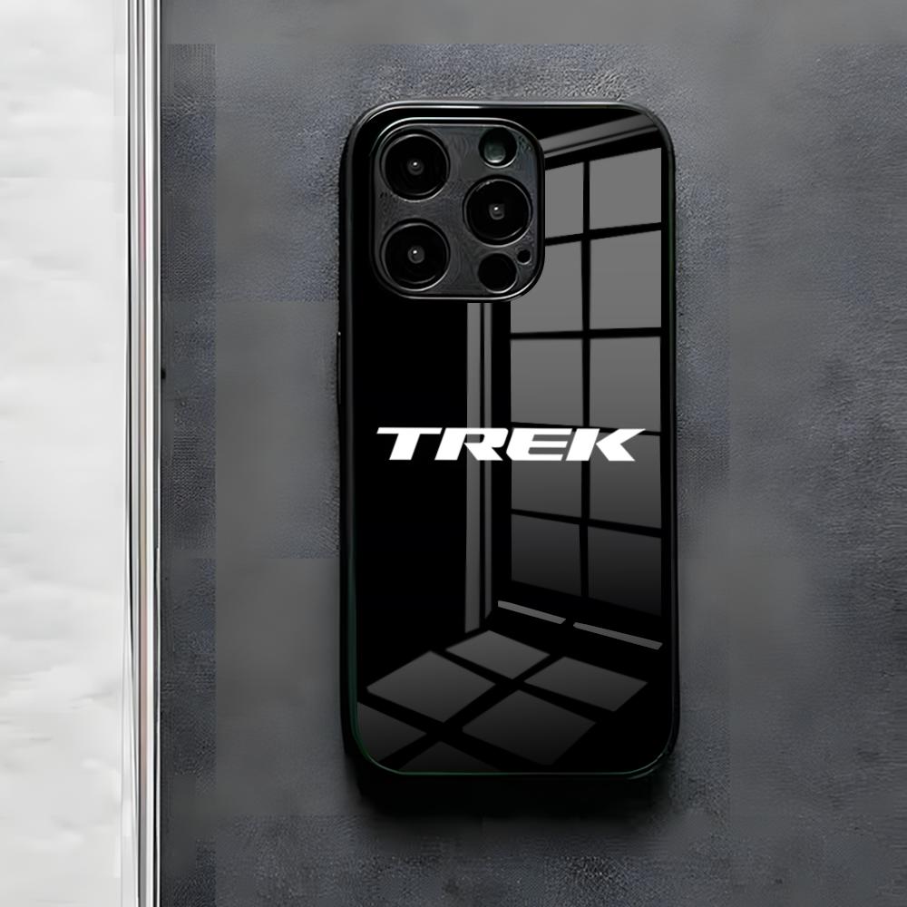 Чехол для телефона Bicycle T-TrekS для iPhone 17 Air 16 E Pro Max 15 14 13 Mini 12 Pro 11 Max Plus Черная стеклянная крышка