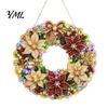 DIY Home Holiday Decor Acrylic Christmas Faux Pearl Art Hanging Kit, Lighted Wreath 3D Beaded Craft Painting Set Kit with LED String Light,