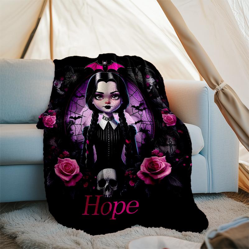 Personalized Custom Name Blanket - Wednesday Addams Print Design,Blanket for Sofa,Bed,Travel,Camping - Soft and Warm, Great Gift