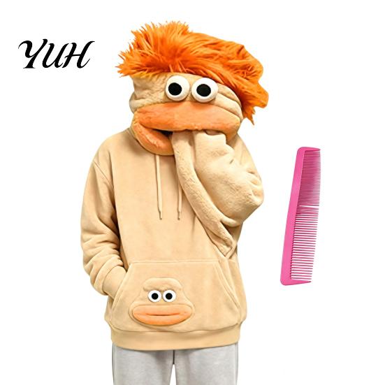 Skin Friendly Winter Wear Big Mouth Creature Flannel Hoodie with Comb, Men Women Oversized Hooded Unisex Pullover Top Sweatshirt, Thickened