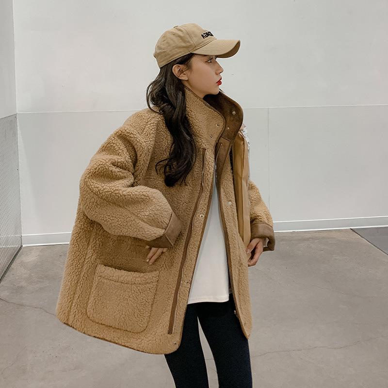 Женские куртки, толстая теплая однотонная замшевая двусторонняя куртка, верхнее пальто для мотоциклистов, свободное женское пальто, зима-осень