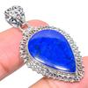 Natural Lapis Lazuli Gemstone 925 Solid Sterling Silver Gift Pendant 1.89" t7N88