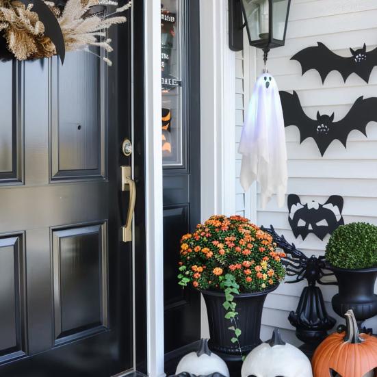 Хэллоуин Подвесное Украшение Призрак Динамичный Ужасающий Эффект Легко Устанавливается Светящийся Подвесной Призрак Внутреннее Наружное Украшение