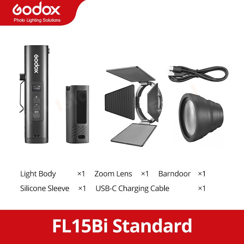 Godox Bi-Color LED Video Light Godox FL15Bi 2800K-6500K 11FX 4750mAh IP54 Portable Handheld Flashlight for Photography Vlog
