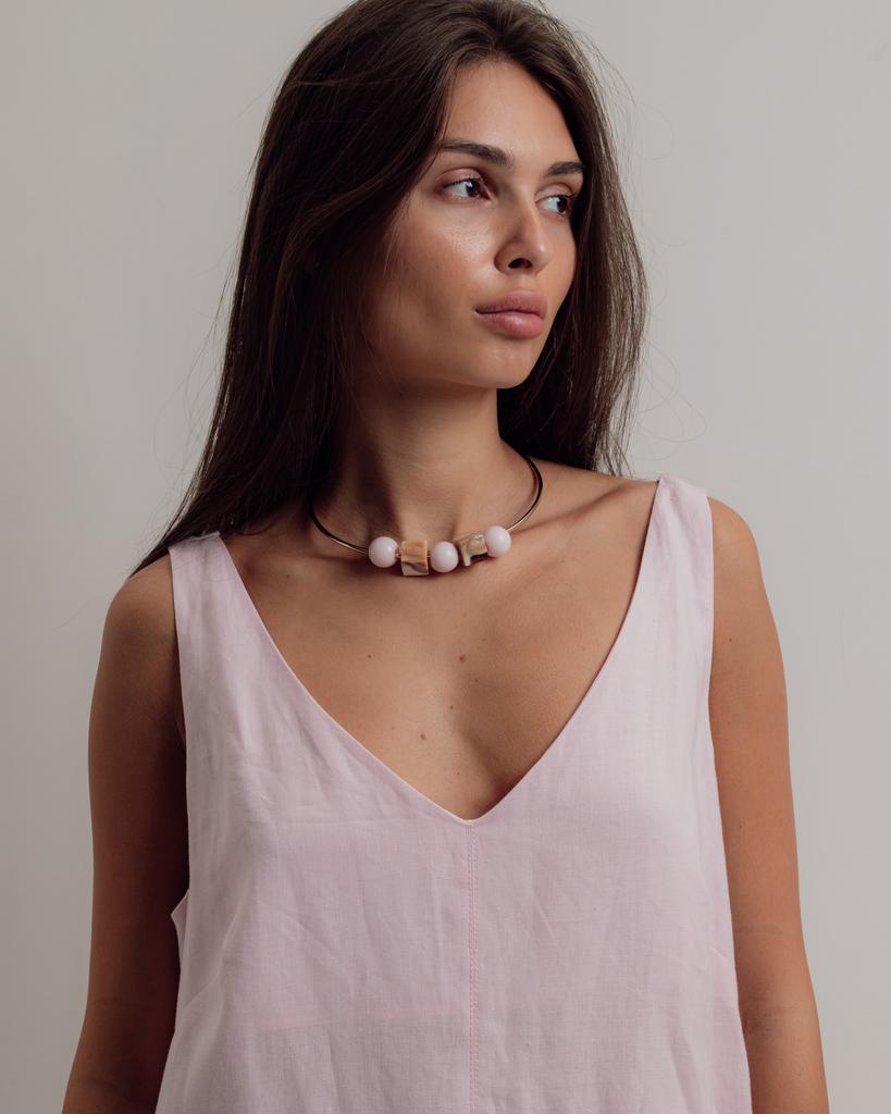 Сарафан летний с украшением Nagrada 5138 42 розовый льон