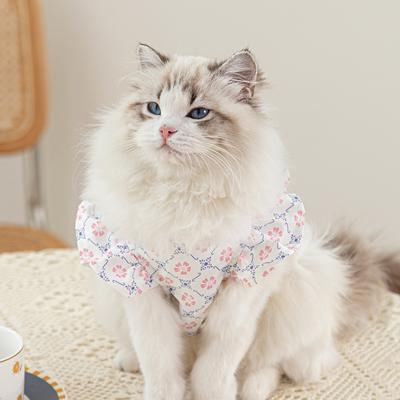 Элегантный цветочный жилет на двух лапах с круглым вырезом для кошки, кукольный мех, щенок, тонкая весенне-летняя одежда для питомцев, одежда для кошек