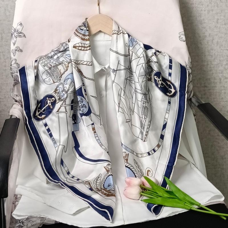 Spring and Autumn Thin Silk Scarf Women's Mulberry Silk 90 Square Scarf Versatile Fashion Shirt with Shawl Silk Scarf