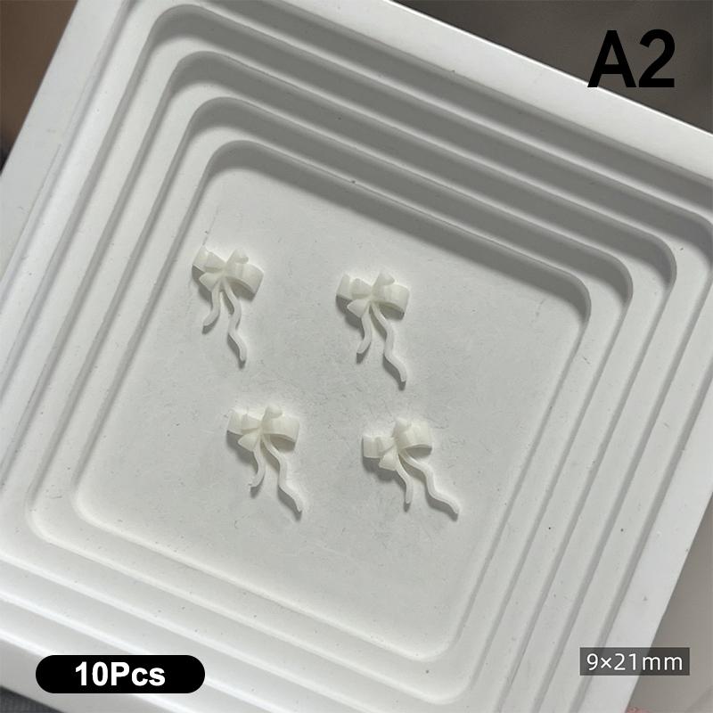 10Pcs Double Layer Bowknot Nail Charms 3D Sweet Ribbon Bows Nail Art Rhinestones Mini Resin Bow Tie Manicure Jewelry Diy Parts