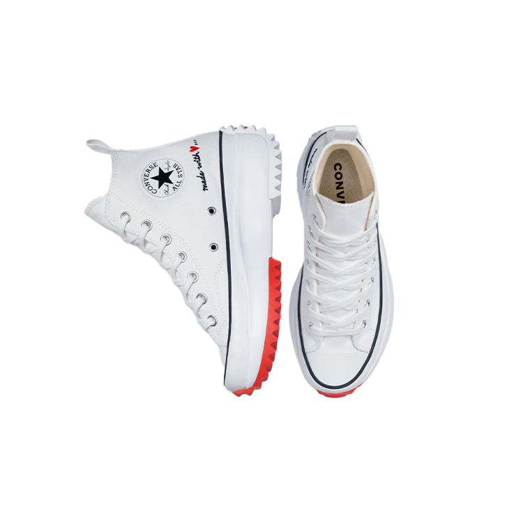 Converse Run Star Hike High Made With Love - Белые женские кроссовки Ярко-Маковый Черный 571874C