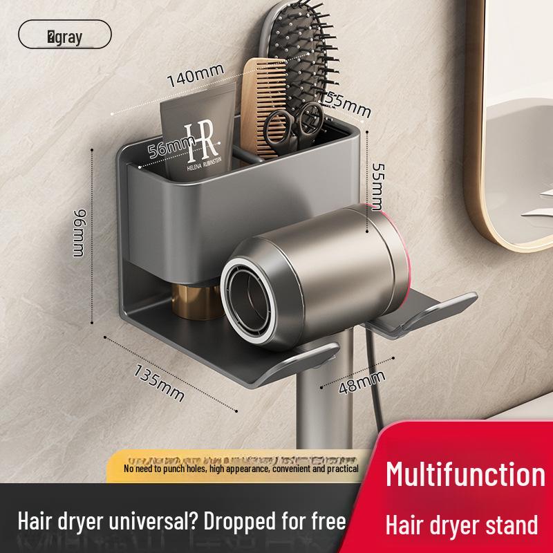 Настенный держатель для фена без отверстий для хранения в ванной комнате